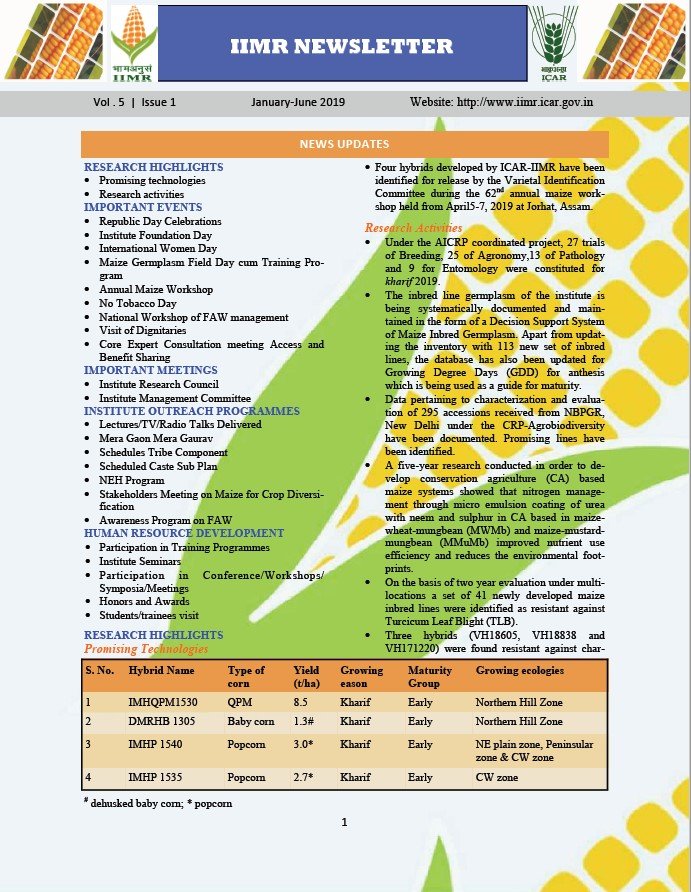 Newsletter Jan-June 2019